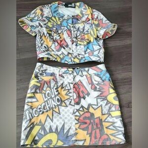Moschino comic book pop art skirt top set